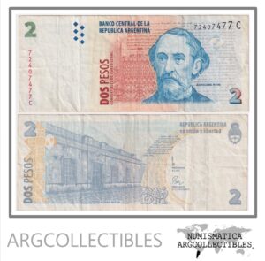 Argentina Billete 2 pesos P-346 / BOT-3206 VF+ 2000 Serie C