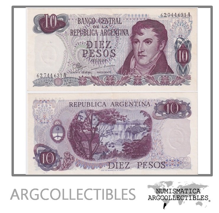 Argentina Billete 10 Pesos P-289/BOT-2339 XF+ 1971 Serie A