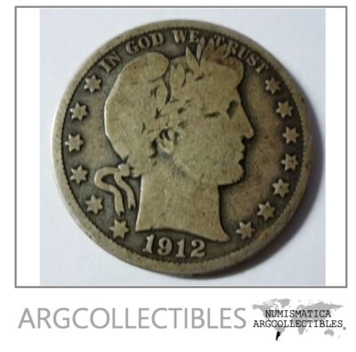 USA Moneda 1/2 Dolar 1912 D Plata Barber KM-116 F+