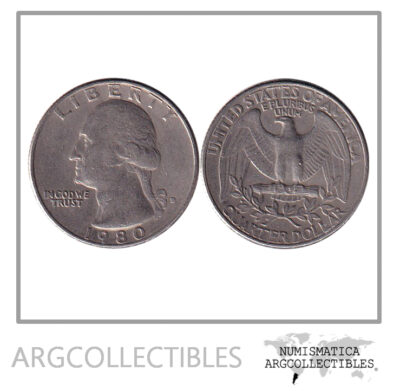 USA Moneda 1/4 Dolar 1980 D Niquel Washington KM-164