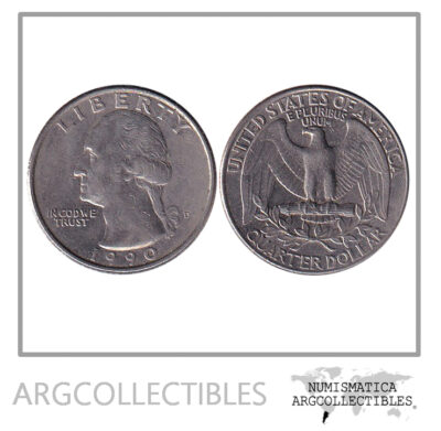 USA Moneda 1/4 Dolar 1990 D Niquel Washington KM-164