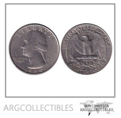 USA Moneda 1/4 Dolar 1990 P Niquel Washington KM-164