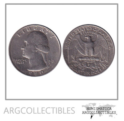USA Moneda 1/4 Dolar 1980 P Niquel Washington KM-164