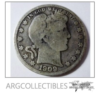 USA Moneda 1/2 Dolar 1909 Plata Barber KM-116 F