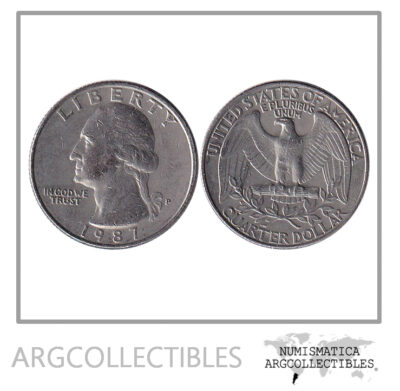 USA Moneda 1/4 Dolar 1987 P Niquel Washington KM-164