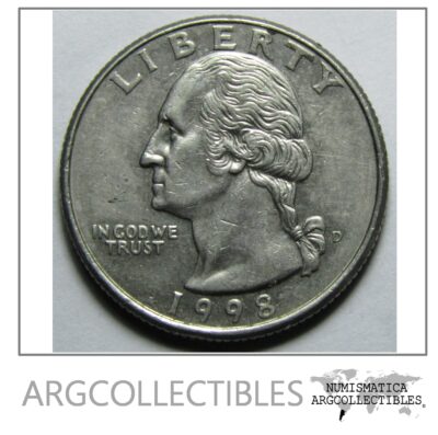 USA Moneda 1/4 Dolar 1998 D Niquel Washington KM-164