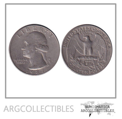 USA Moneda 1/4 Dolar 1987 D Niquel Washington KM-164
