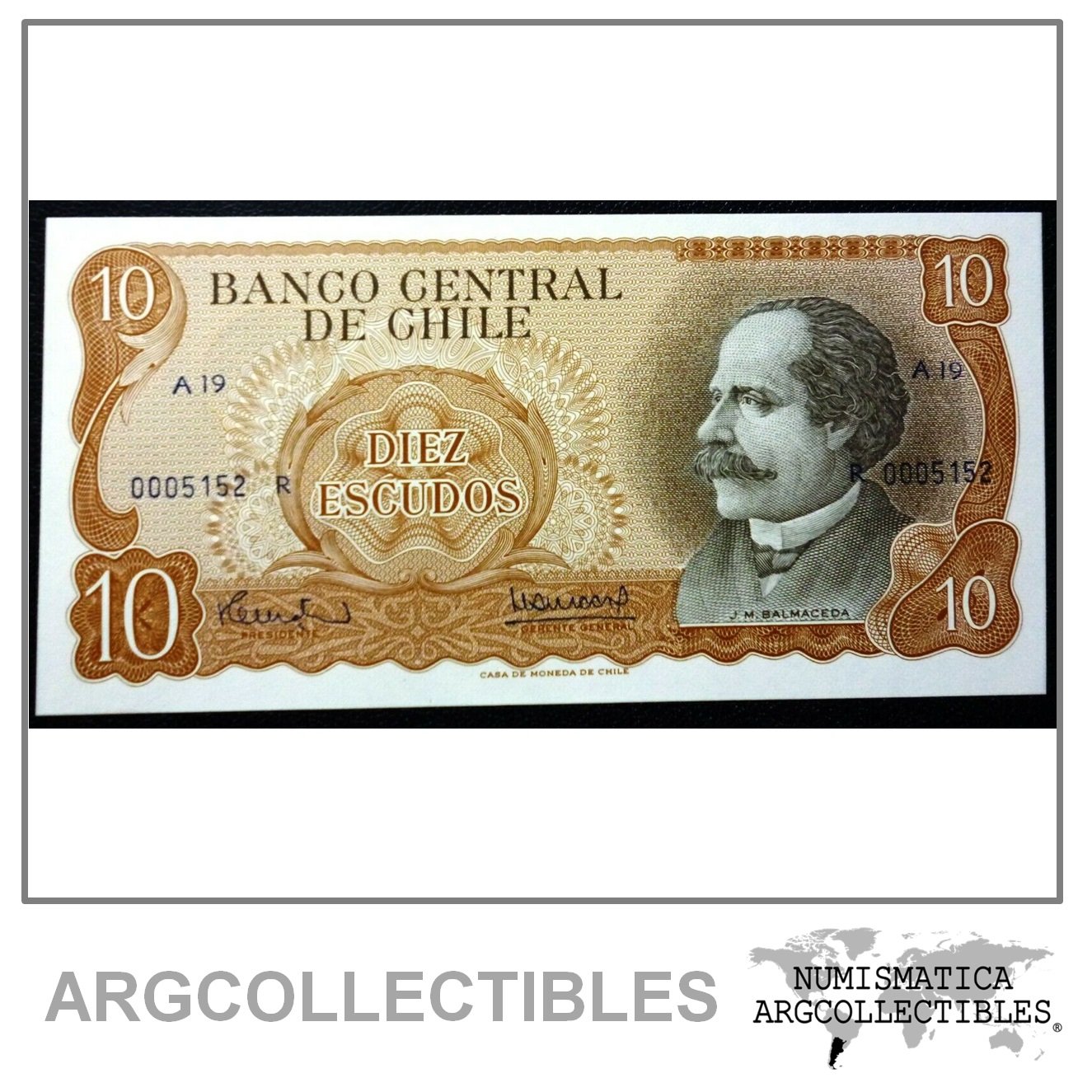 CHILE Billete 10 Escudos, P.143r UNC 1970 (Reposicion)