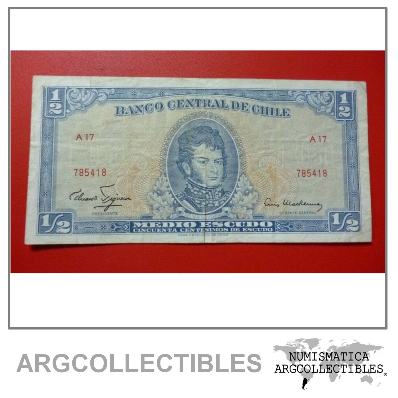 CHILE Billete 1/2 Escudo, Pick 134a VF+ 1962 - Series A17