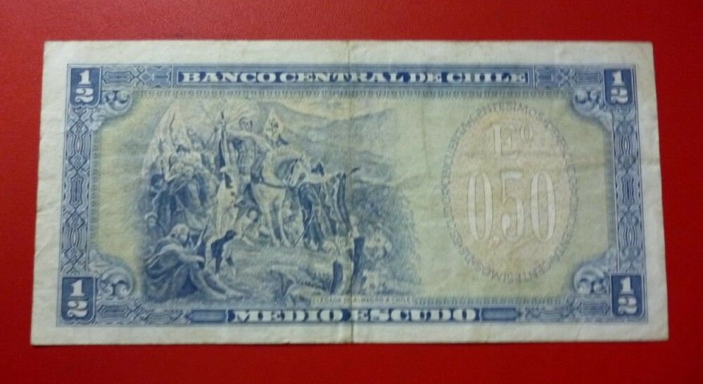 CHILE Billete 1/2 Escudo, Pick 134a VF+ 1962 - Series A17 - Imagen 2