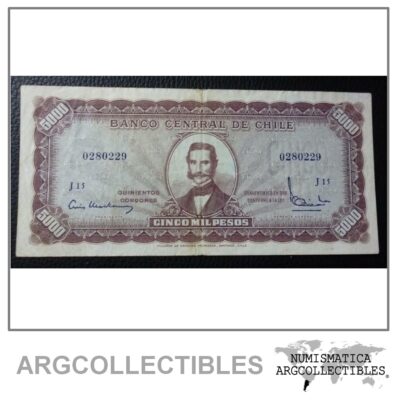 CHILE Billete 5000 Pesos, Pick 130 VF+ 1960-1961