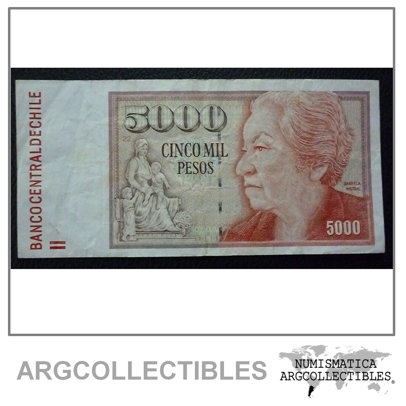 CHILE Billete 5000 Pesos, Pick 155g VF+ 2008 (Reposicion)