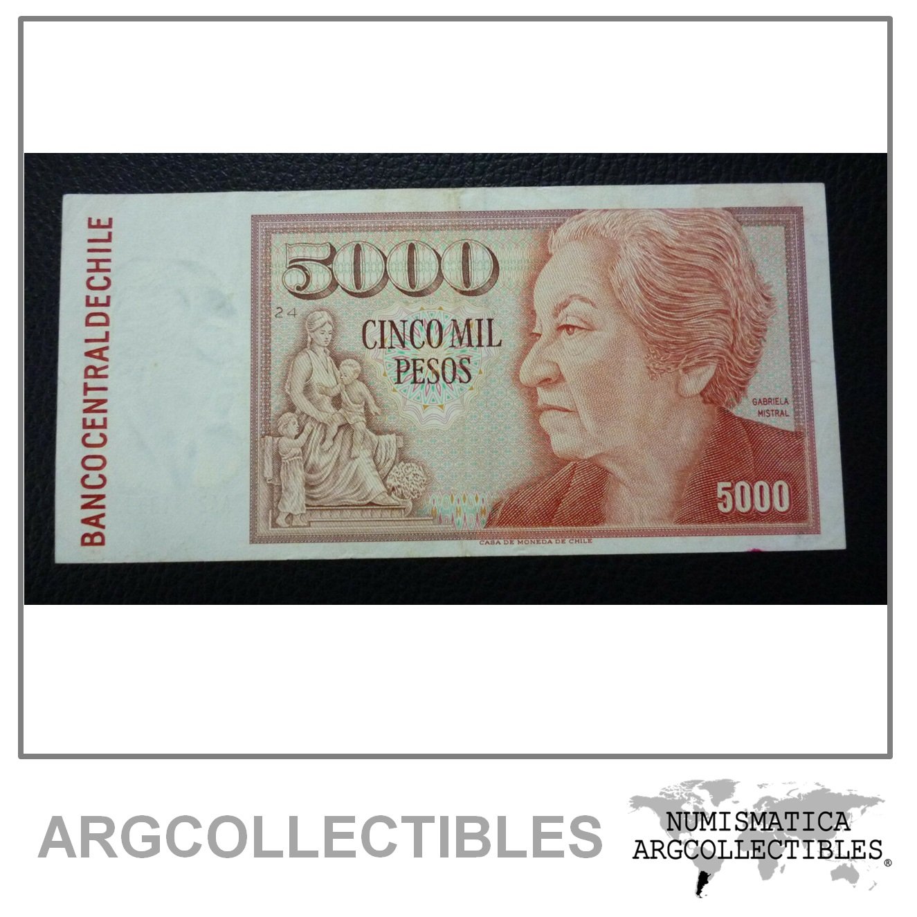 CHILE Billete 5000 Pesos, Pick 155b XF 1990