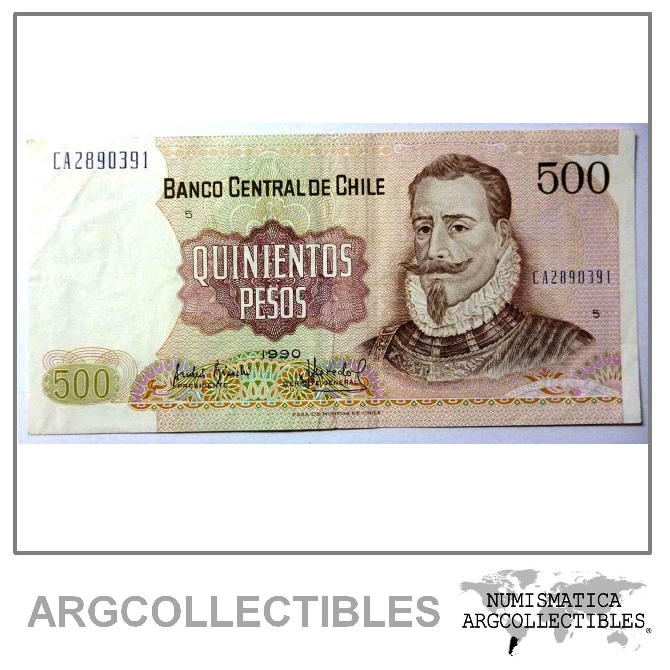 CHILE Billete 500 Pesos, Pick 153 XF 1990