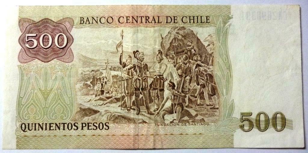 CHILE Billete 500 Pesos, Pick 153 XF 1990 - Imagen 2