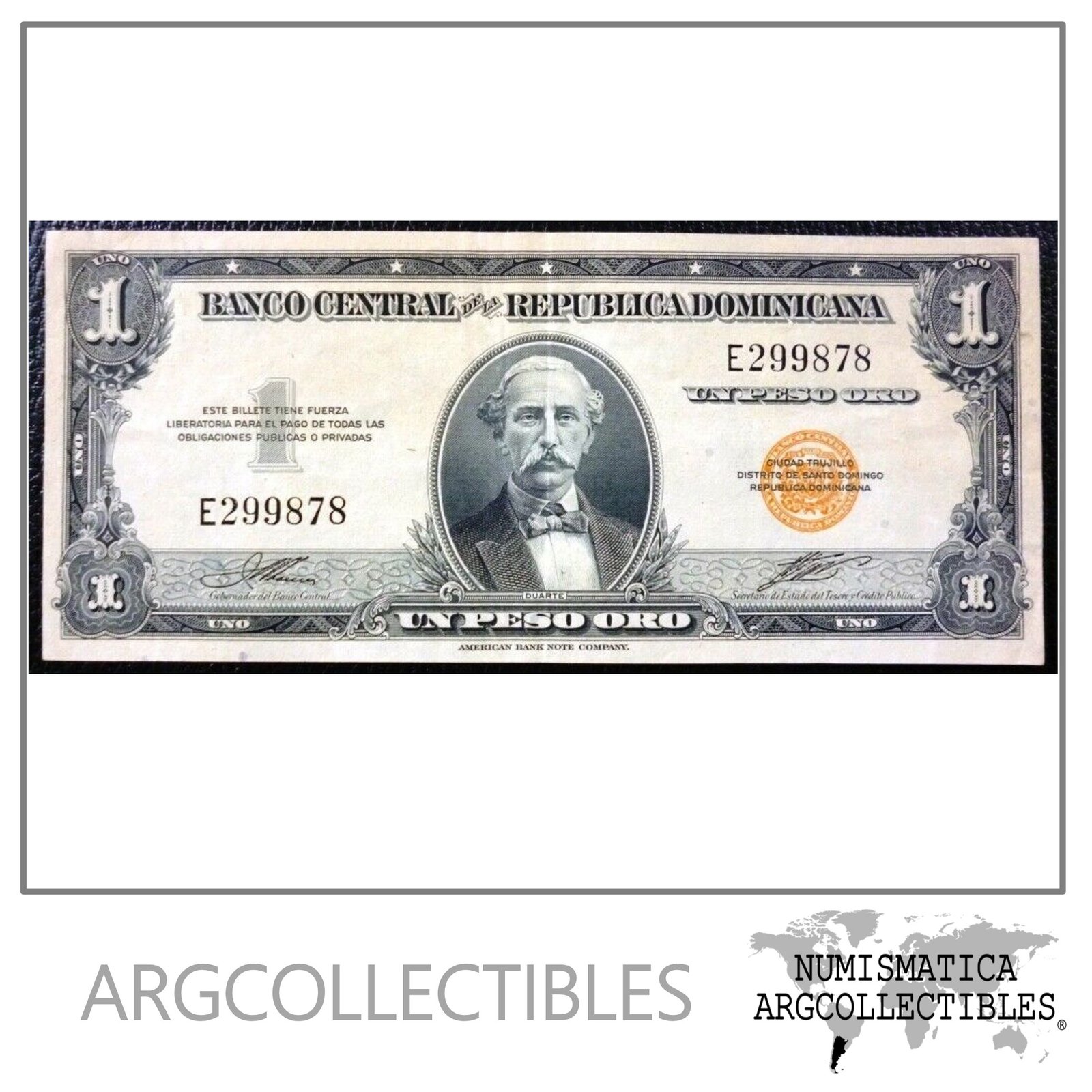 Republica Dominicana Billete 1 Peso Oro, P.60 XF 1947