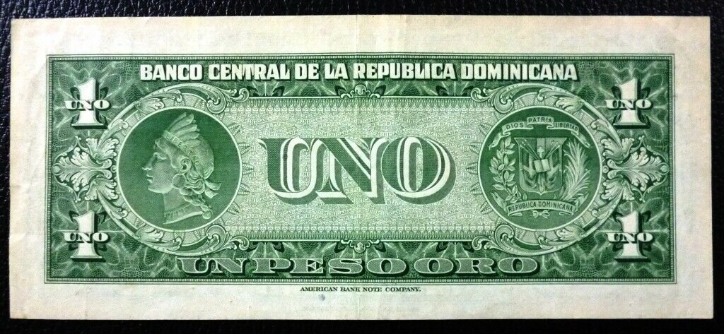 Republica Dominicana Billete 1 Peso Oro, P.60 XF 1947 - Imagen 2