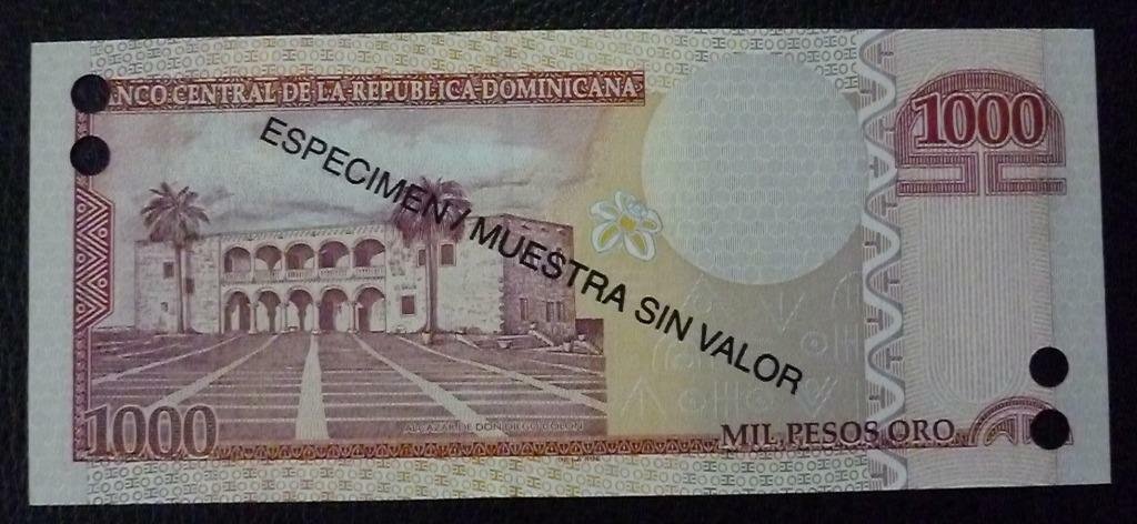 Republica Dominicana Billete 1000 Pesos, Pick Nuevo 2009 UNC (Especimen) - Imagen 2