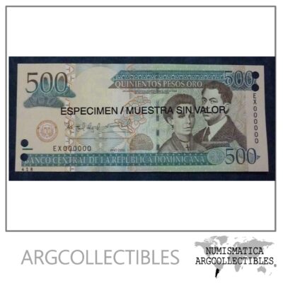 Republica Dominicana Billete 500 Pesos, Pick 172s UNC 2006 - Especimen