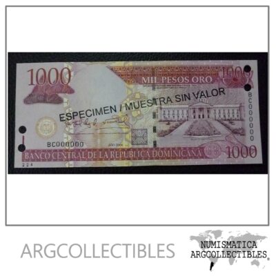 Republica Dominicana Billete 1000 Pesos, Pick 173s UNC 2004 (Especimen)