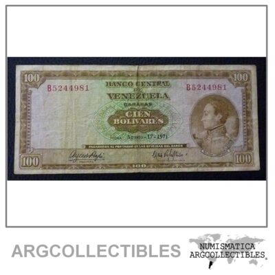 VENEZUELA Billete 100 Bolivares, Pick 48h VF- 1971