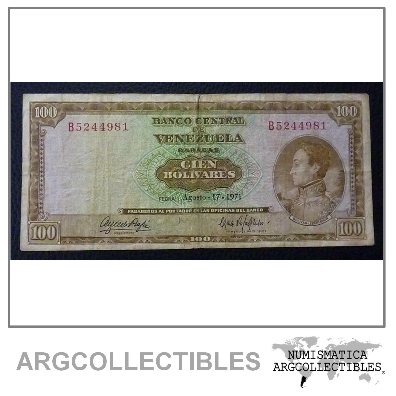 VENEZUELA Billete 100 Bolivares, Pick 48h VF- 1971