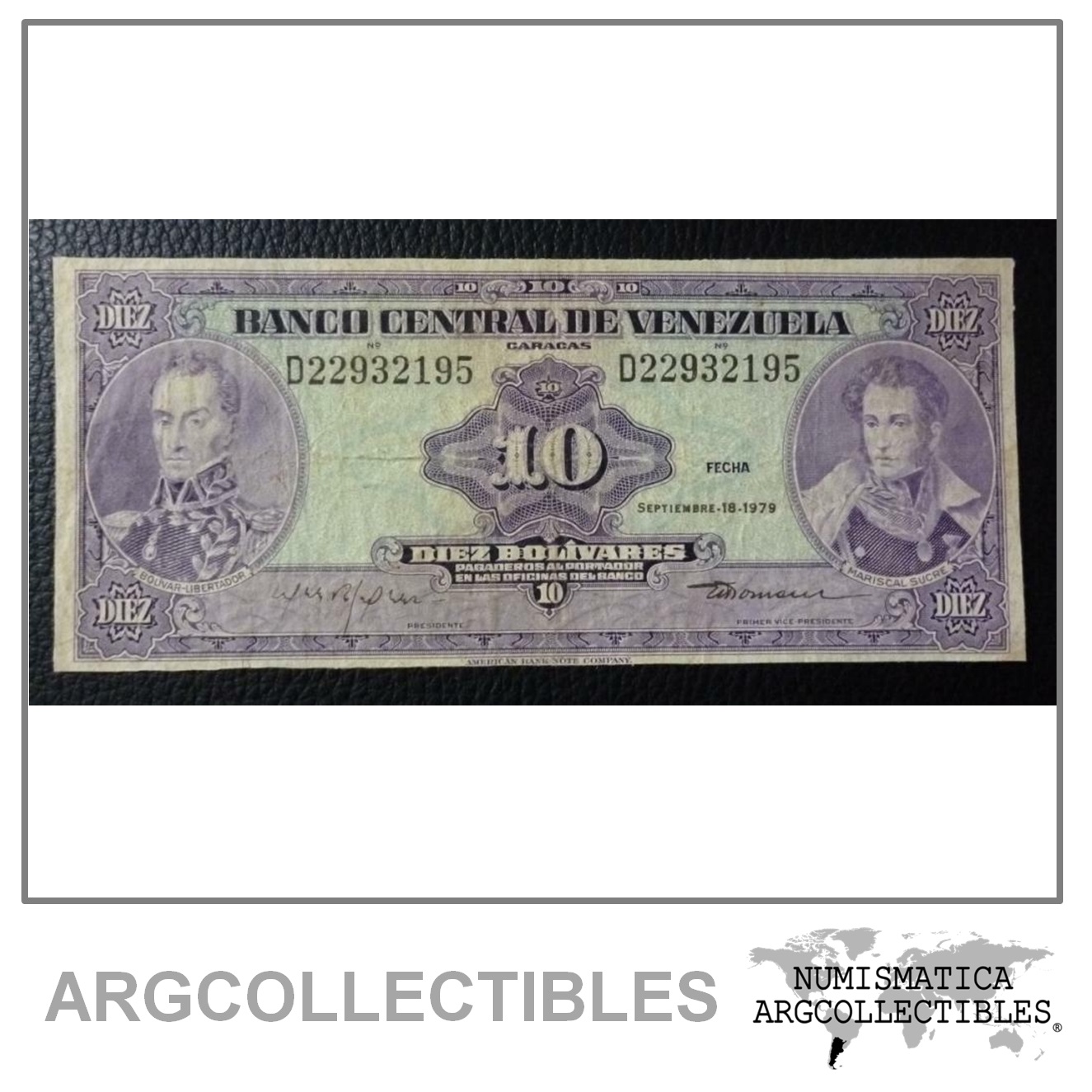 VENEZUELA Billete 10 Bolivares, Pick 51g VF 1979