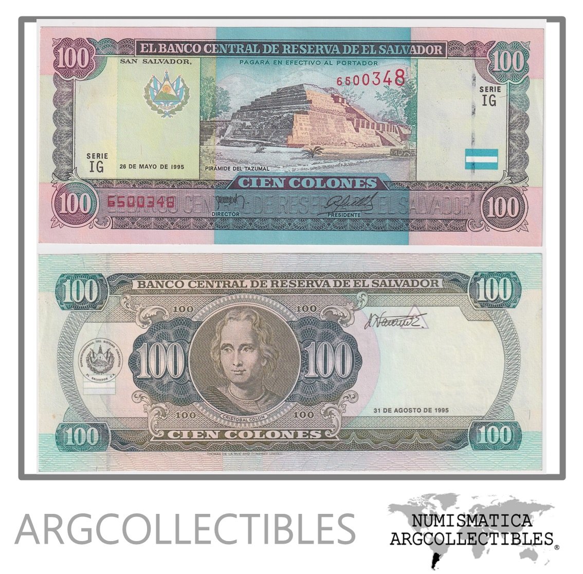 EL SALVADOR Billete 100 Colones 1995 P-140 XF+ (SERIE IG)