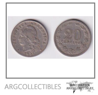 Argentina Moneda Nacional 20 Centavos 1937 Niquel Vf Vf+
