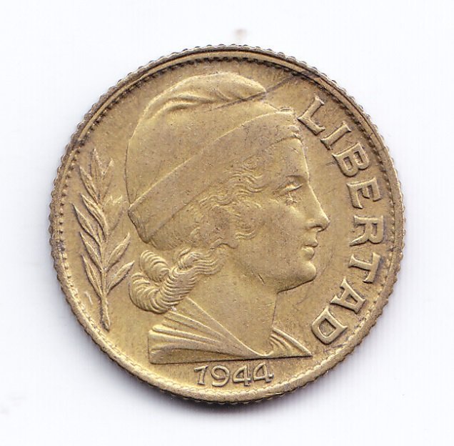 Argentina Moneda Nacional 20 Centavos 1944 Bronce Xf+ - Imagen 2