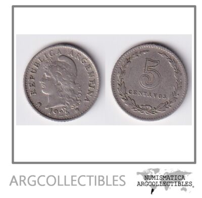 Argentina Moneda Nacional 5 Centavos 1925 Niquel Vf