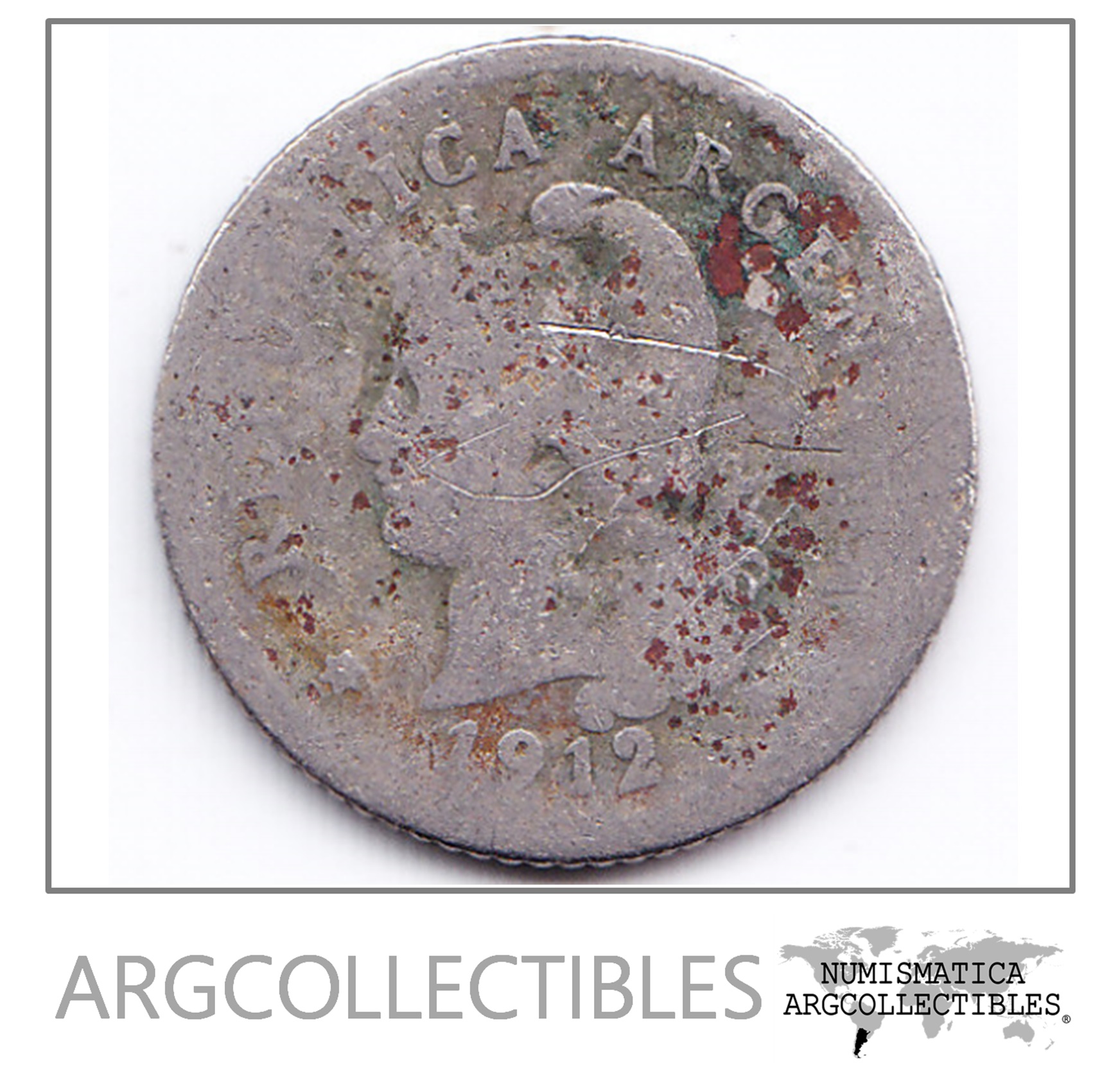 Argentina Moneda Nacional 10 Centavos 1912 Niquel F+