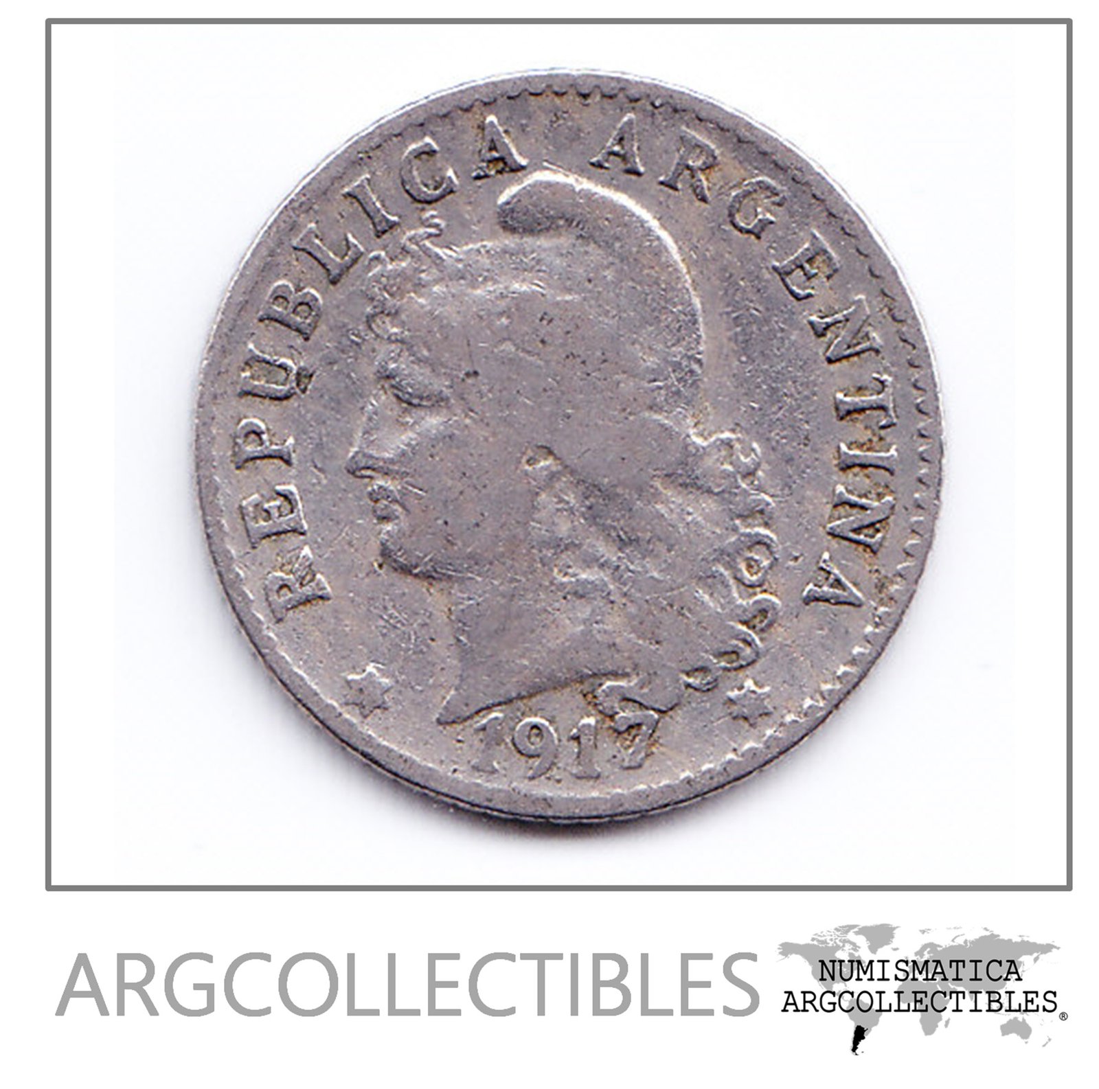 Argentina Moneda Nacional 5 Centavos 1917 Niquel F+