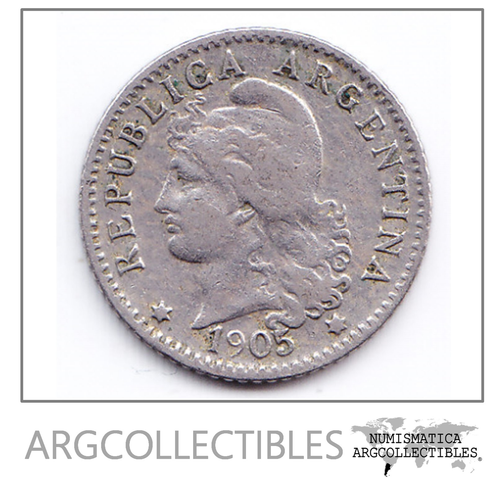 Argentina Moneda Nacional 5 Centavos 1905 Niquel Vf