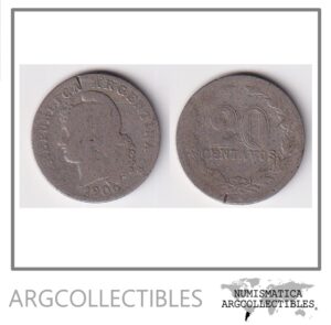 Argentina Moneda Nacional 20 Centavos 1906 Niquel F