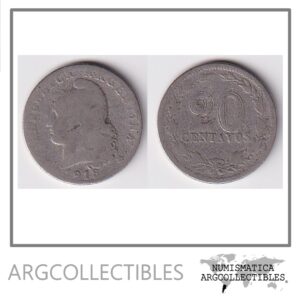 Argentina Moneda Nacional 20 Centavos 1918 Niquel F F+