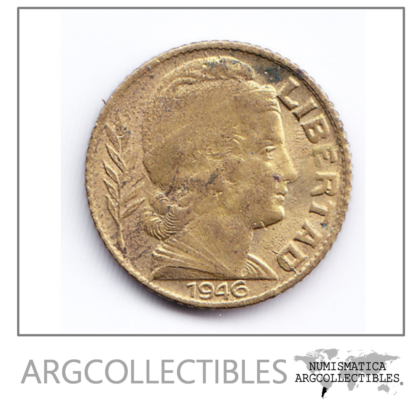Argentina Moneda Nacional 5 Centavos 1946 Bronce Au