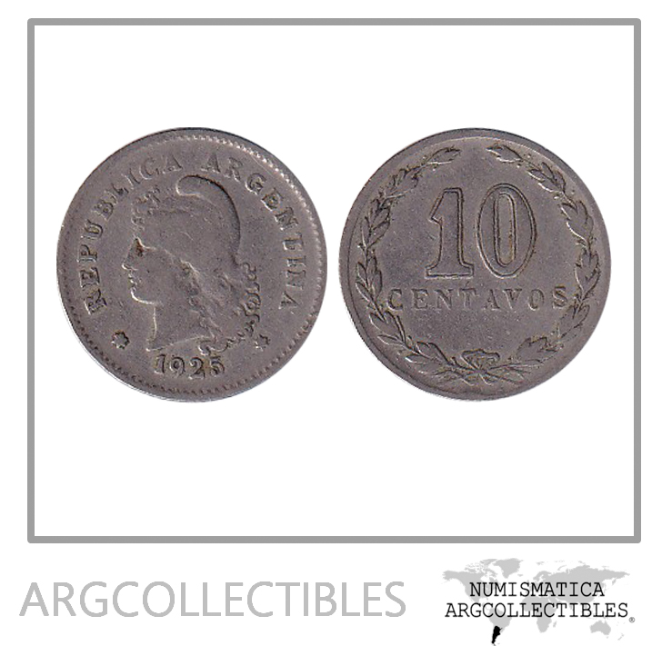 Argentina Moneda Nacional 10 Centavos 1925 Niquel F+