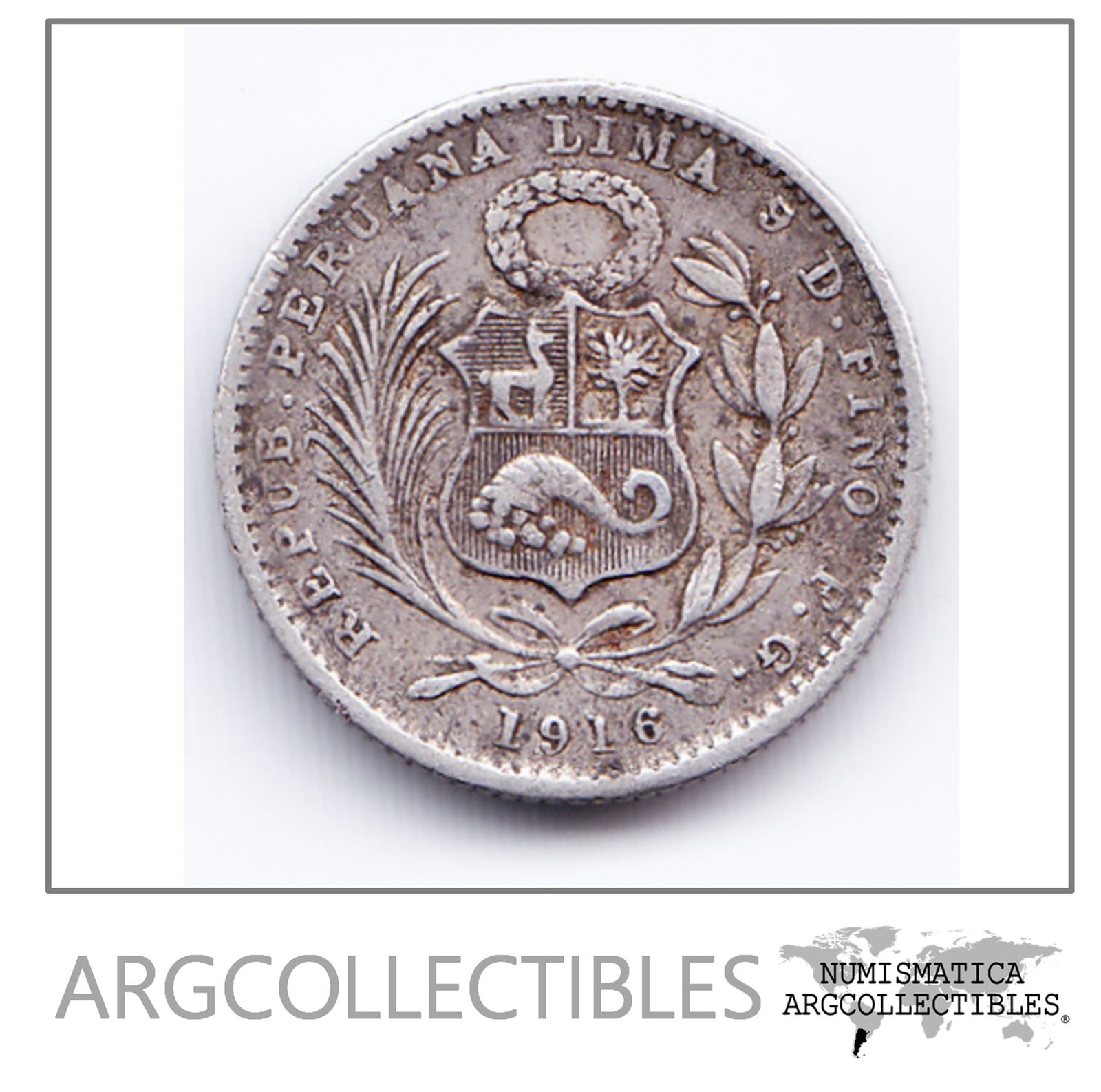 Peru Moneda 1 Dinero Plata 1916 F.g Km-204.2 Condicion Vf+