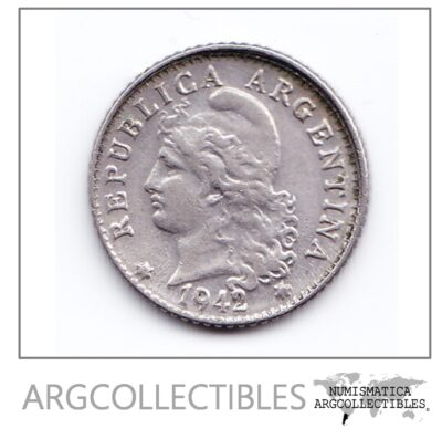 Argentina Moneda Nacional 5 Centavos 1942 Niquel Xf ERROR DE ACUÑACION