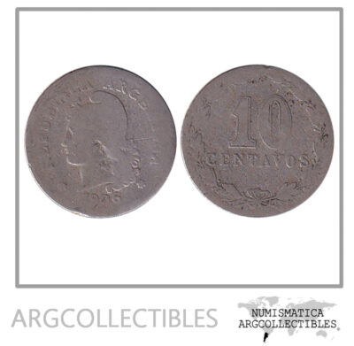 Argentina Moneda Nacional 10 Centavos 1906 Niquel F-