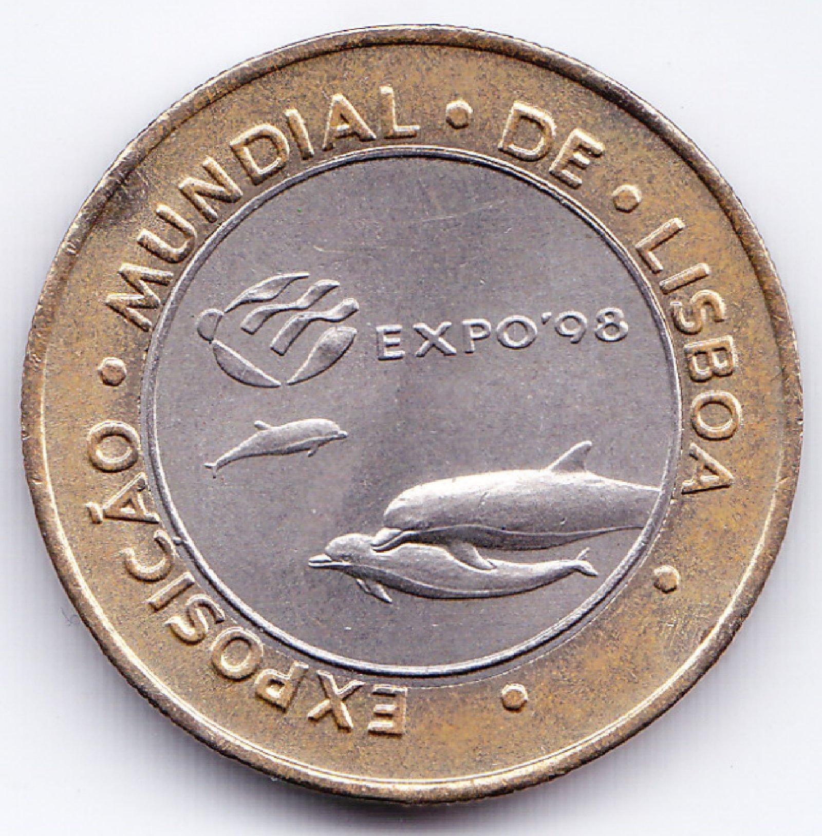 Portugal Moneda 200 Escudos Bimetalica 1997 KM-694 Delfines UNC - Imagen 2