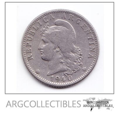 Argentina Moneda Nacional 20 Centavos 1940 Niquel Vf+