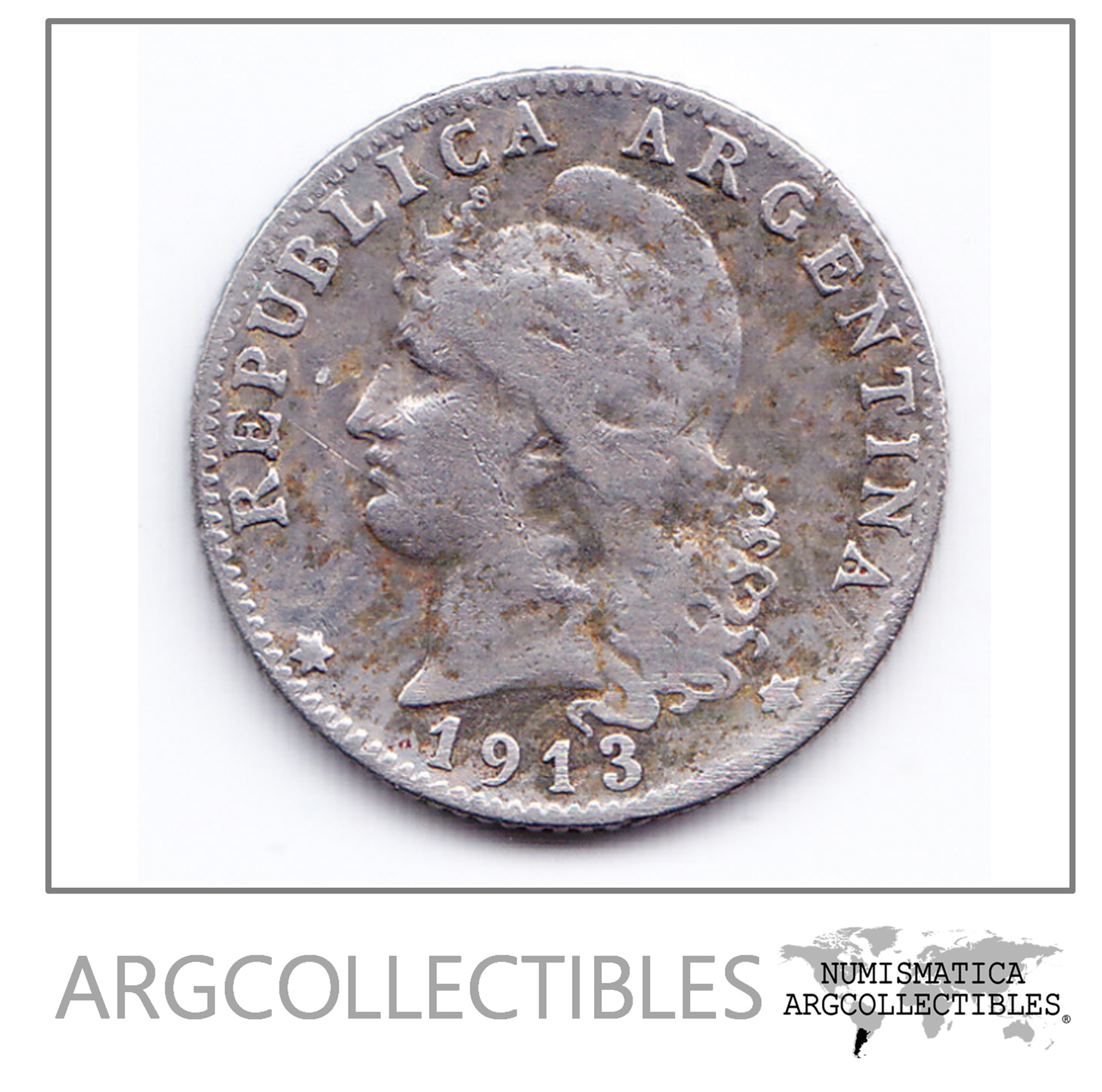 Argentina Moneda Nacional 20 Centavos 1913 Niquel F