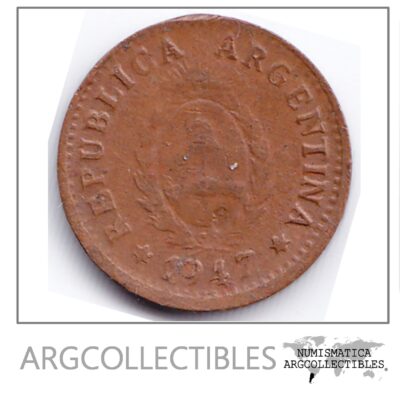 Argentina Moneda Nacional 1 Centavo 1947 Cobre Vf