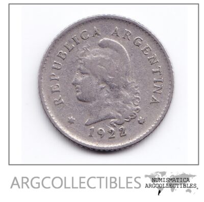 Argentina Moneda Nacional 10 Centavos 1922 Niquel F+