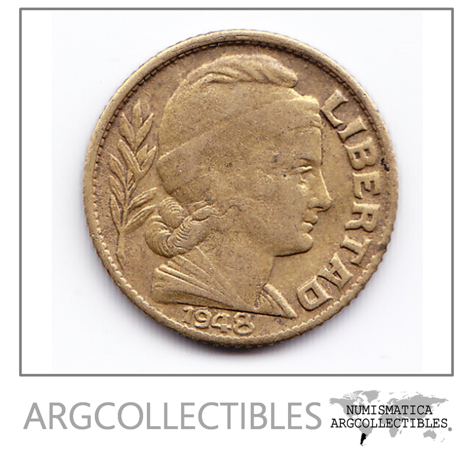 Argentina Moneda Nacional 10 Centavos 1948 Bronce Xf