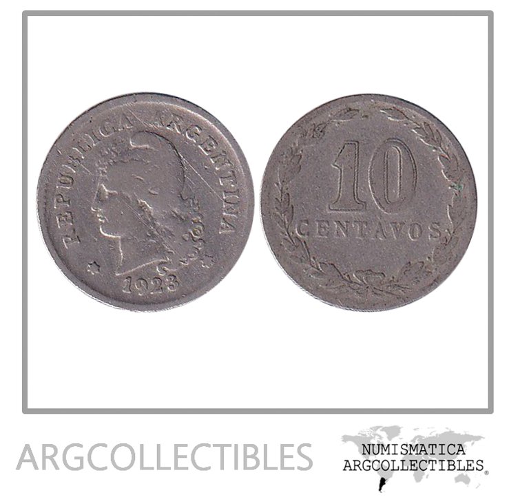 Argentina Moneda Nacional 10 Centavos 1923 Niquel F+
