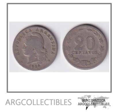 Argentina Moneda Nacional 20 Centavos 1920 Niquel F / F+