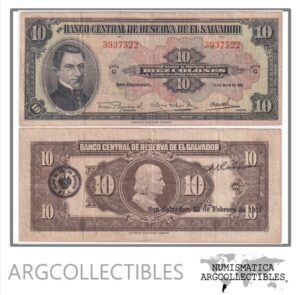 EL SALVADOR Billete 10 Colones 1952 P-85 VF (SERIE G)
